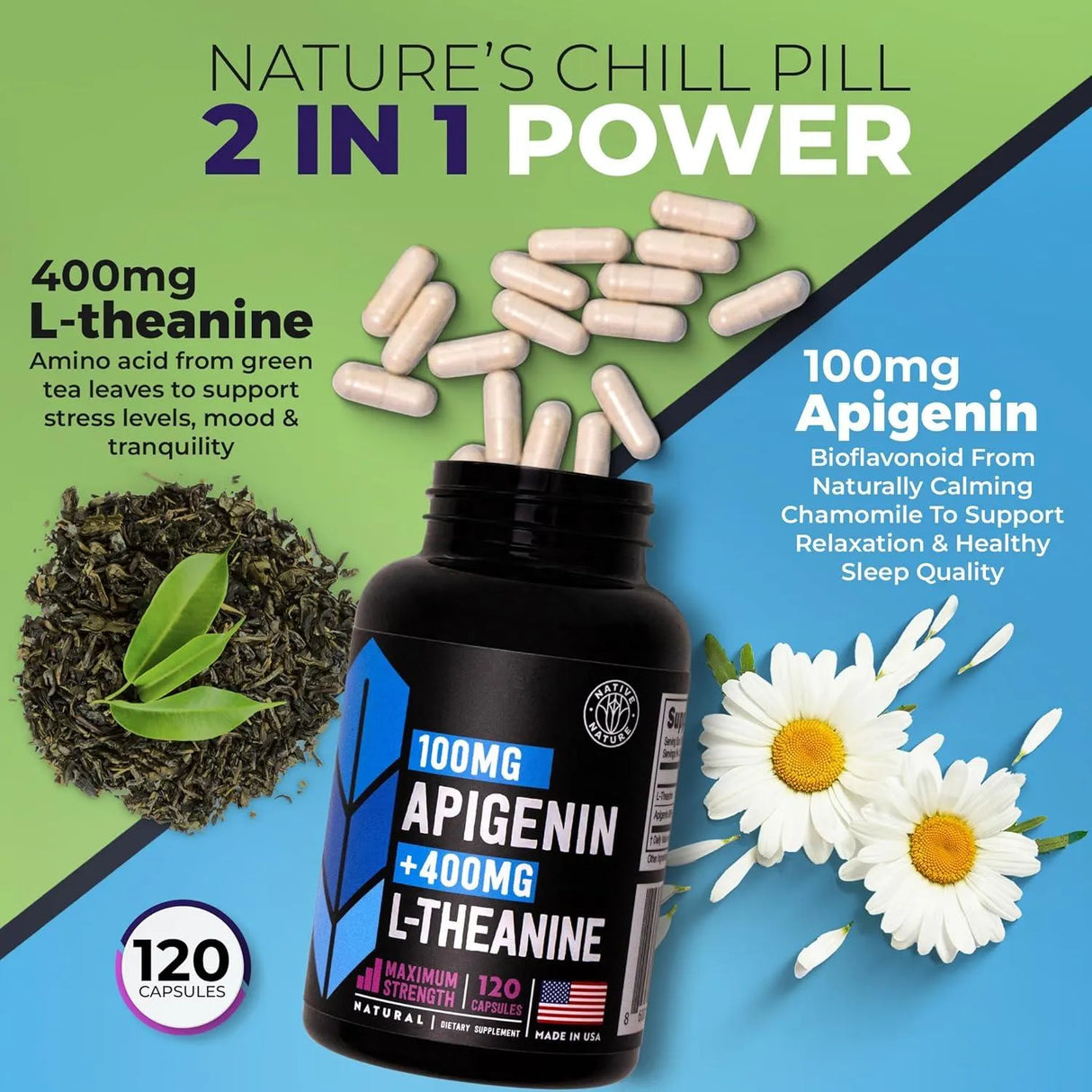 NATIVE NATURE - Native Nature Apigenin with L Theanine 120 Capsulas - The Red Vitamin MX - Suplementos Alimenticios - {{ shop.shopifyCountryName }}