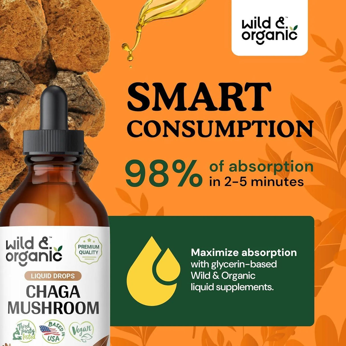 WILD & ORGANIC - Wild & Organic Chaga Mushroom Tincture 4 Fl.Oz. - The Red Vitamin MX - Suplementos Alimenticios - {{ shop.shopifyCountryName }}