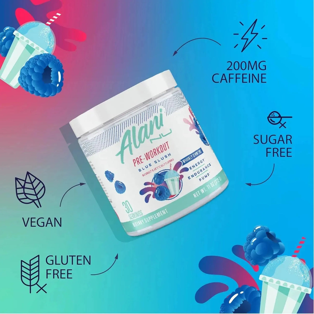 ALANI NU - Alani Nu Pre Workout Powder Blue Slush 30 Servicios 312Gr. - The Red Vitamin MX - Suplementos Alimenticios - {{ shop.shopifyCountryName }}