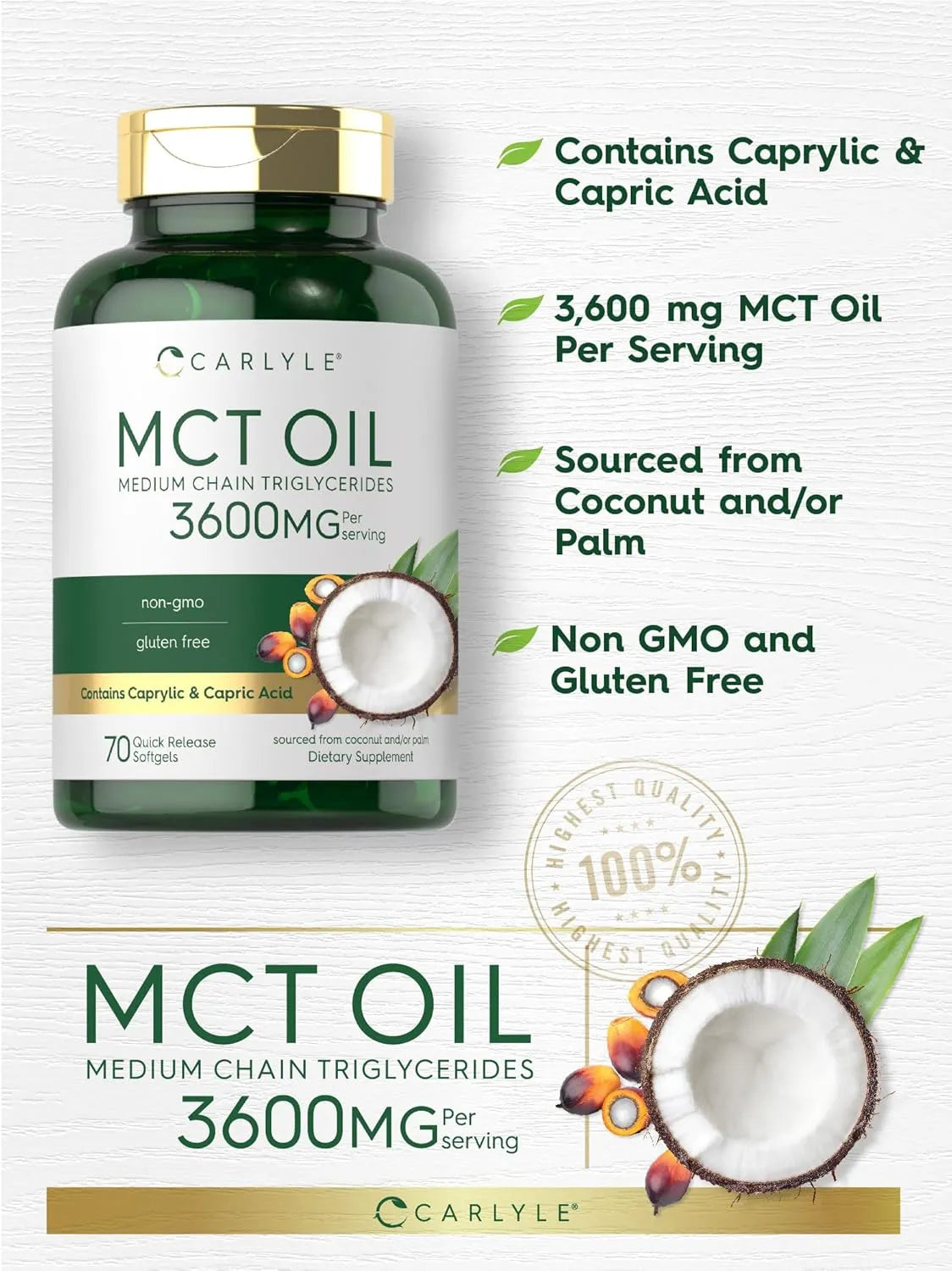CARLYLE - Carlyle MCT Oil 3600Mg. 70 Capsulas Blandas - The Red Vitamin MX - Suplementos Alimenticios - {{ shop.shopifyCountryName }}