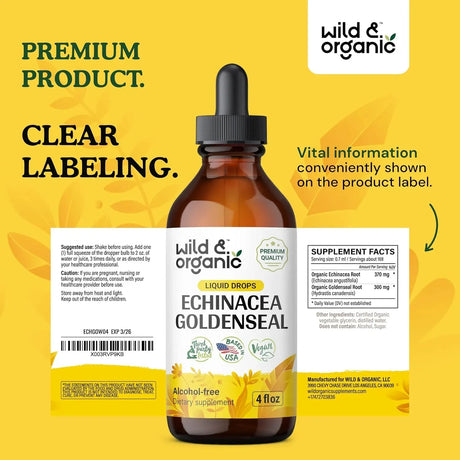 WILD & ORGANIC - Wild & Organic Echinacea Goldenseal Tincture 4 Fl.Oz. - The Red Vitamin MX - Suplementos Alimenticios - {{ shop.shopifyCountryName }}
