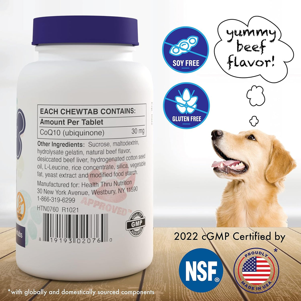 Health Thru Nutrition Dog-Vites CoQ10 for Dogs 60 Tabletas Masticables