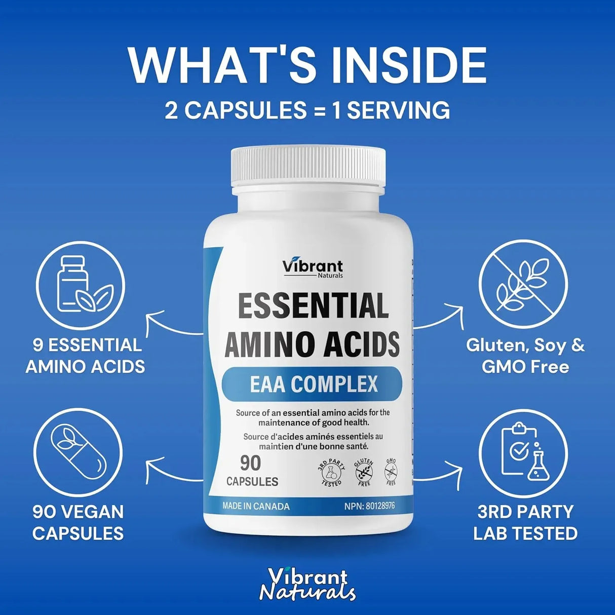 VIBRANTS NATURALS - Vibrant Naturals Essential Amino Acids 90 Capsulas - The Red Vitamin MX - Suplementos Alimenticios - {{ shop.shopifyCountryName }}