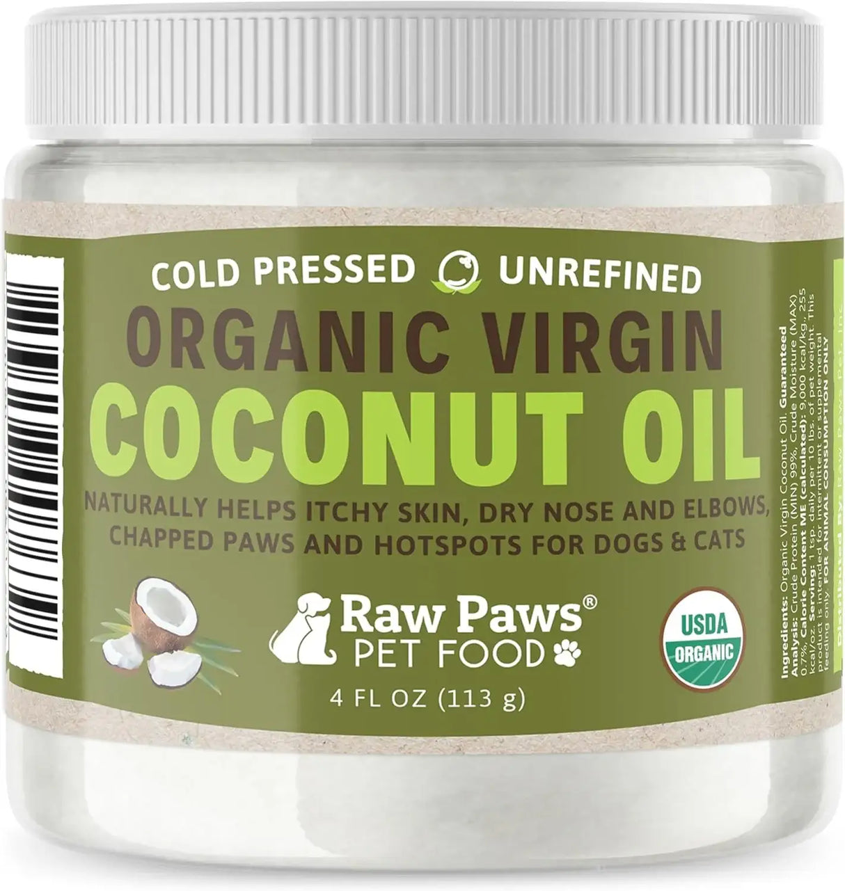 RAW PAWS - Raw Paws Virgin Organic Coconut Oil for Dogs & Cats 4 Oz. - The Red Vitamin MX - Remedios Para La Picazón De Perros - {{ shop.shopifyCountryName }}
