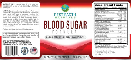 BEST EARTH NATURALS - Best Earth Naturals Blood Sugar Formula 60 Capsulas - The Red Vitamin MX - Suplementos Alimenticios - {{ shop.shopifyCountryName }}