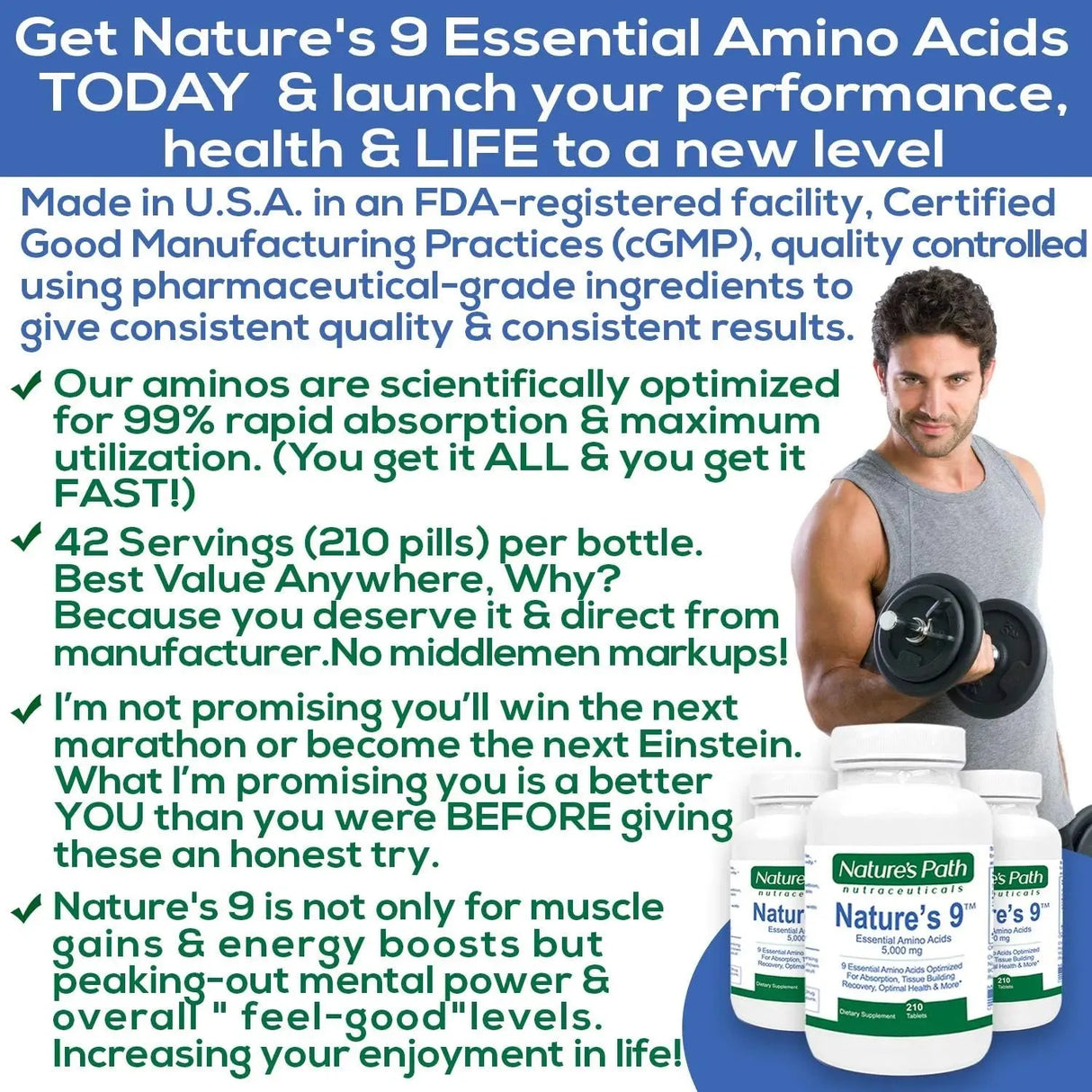 NATURE'S PATH NUTRACEUTICALS - Nature's Path Nutraceuticals Essential Amino Acids EAA 210 Tabletas - The Red Vitamin MX - Suplementos Alimenticios - {{ shop.shopifyCountryName }}