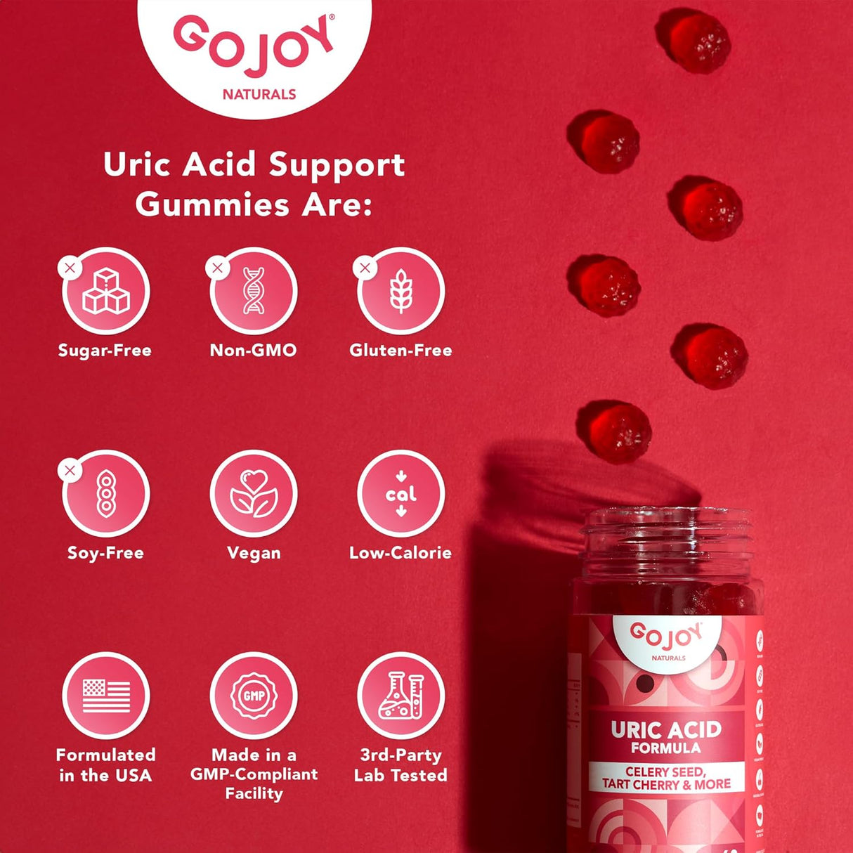 GOJOY Uric Acid Support Formula for Adults Tart Cherry Gummies with Celery Seed Extract 60 Gomitas