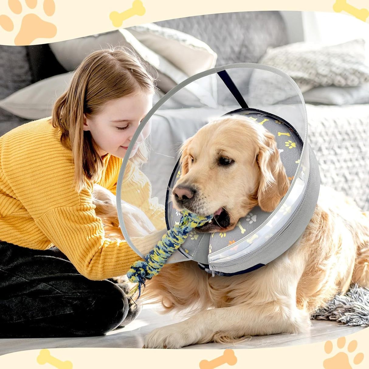Uaidie Dog Cone Collar with Enhanced Anti-Licking GRAY MEDIUM