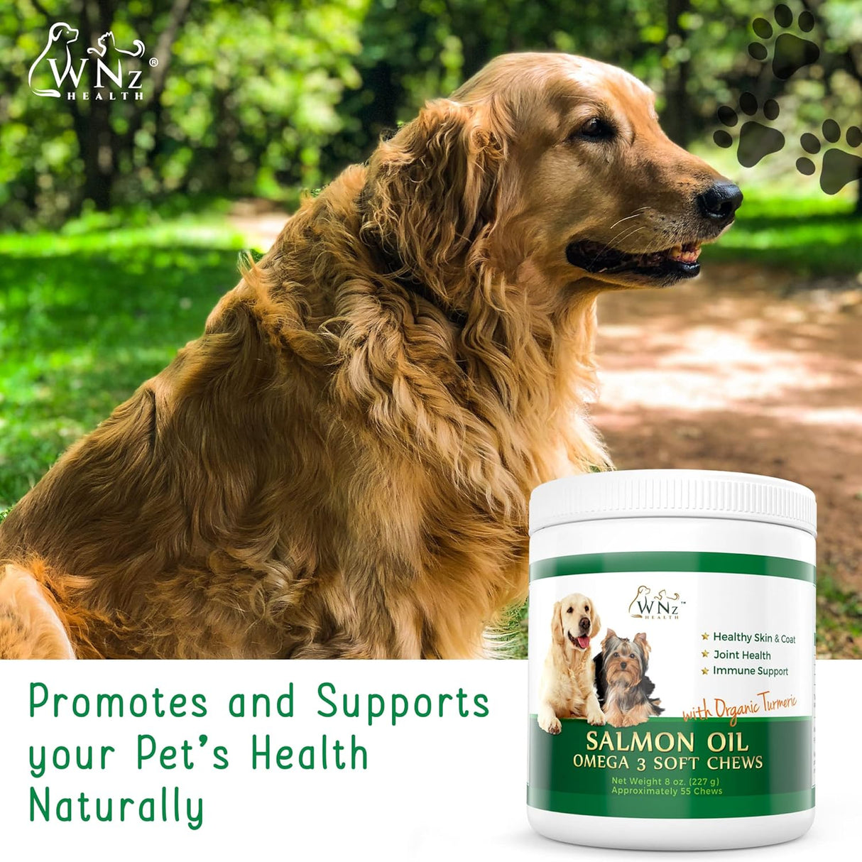 WNz Health Omega 3 Skin and Coat Chews for Dogs 55 Masticables
