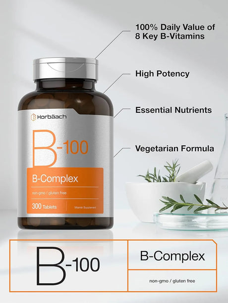 HORBAACH - Horbaach Vitamin B-100 Complex 300 Tabletas - The Red Vitamin MX - Suplementos Alimenticios - {{ shop.shopifyCountryName }}