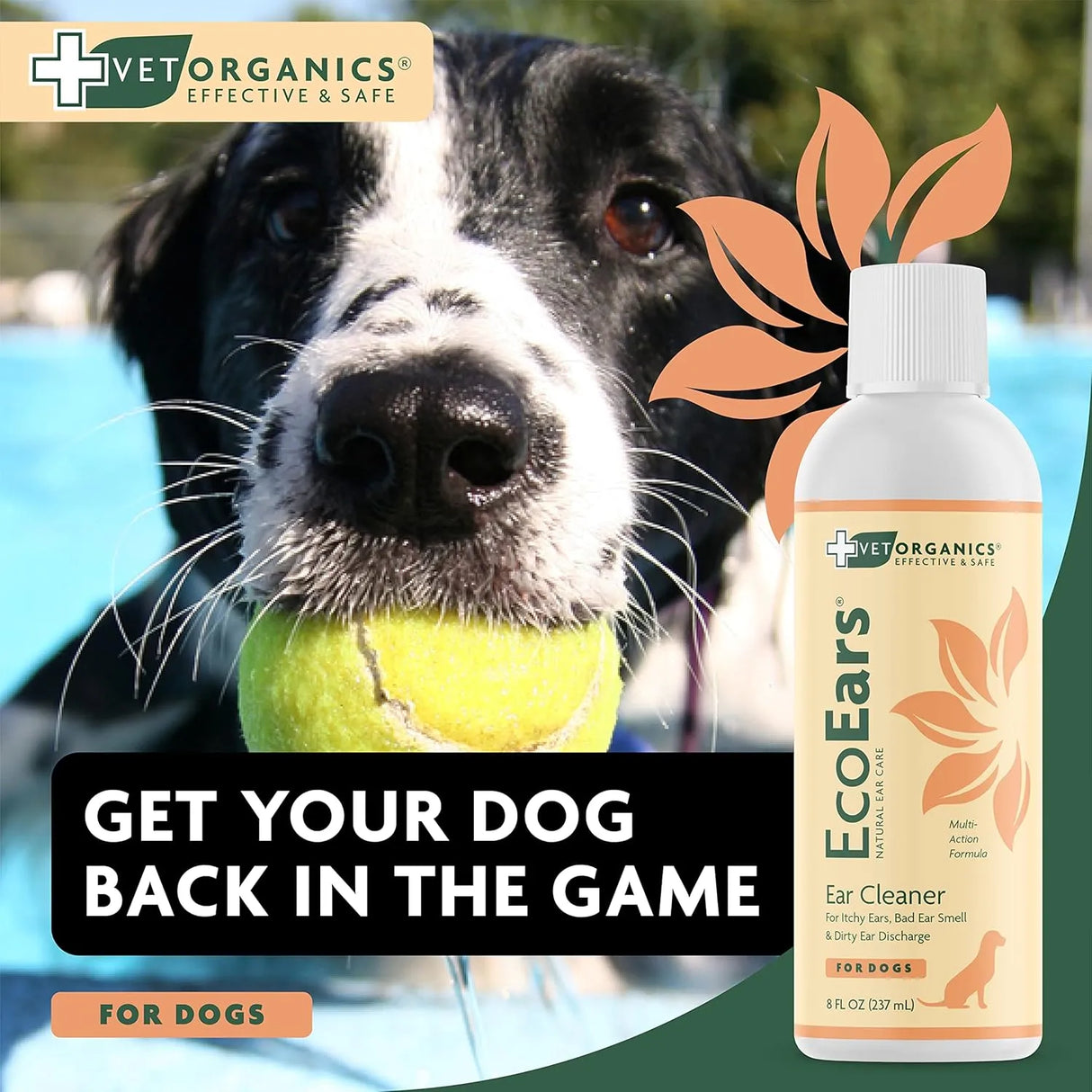 VET ORGANICS - Vet Organics EcoEars Dog Ear Cleaner Solution 8 Fl.Oz. 2 Pack - The Red Vitamin MX - Cuidado Del Oído De Perros - {{ shop.shopifyCountryName }}