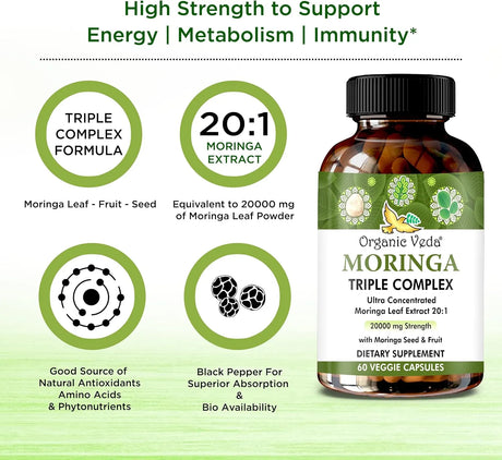 ORGANIC VEDA - Organic Veda Moringa 60 Capsulas - The Red Vitamin MX - Suplementos Alimenticios - {{ shop.shopifyCountryName }}