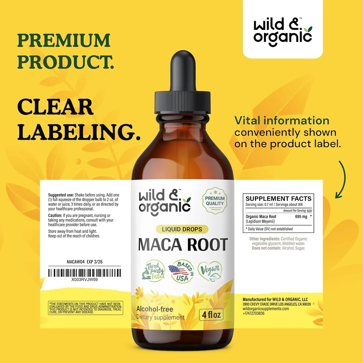 WILD & ORGANIC - Wild & Organic Maca Root Drops 120Ml. - The Red Vitamin MX - Suplementos Alimenticios - {{ shop.shopifyCountryName }}