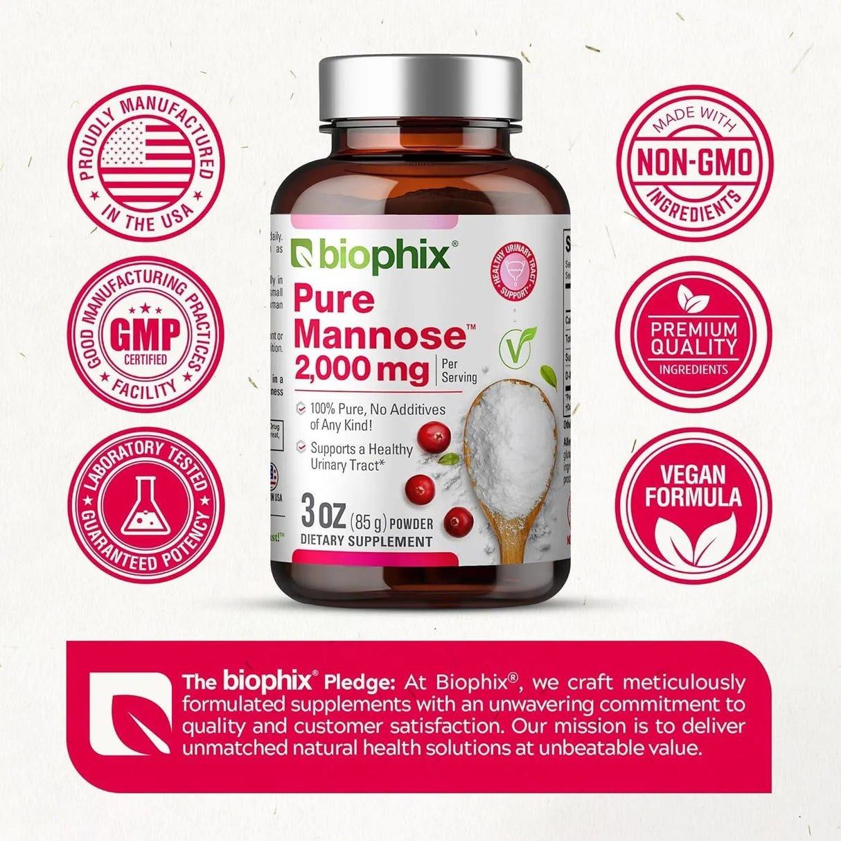 BIOPHIX - Biophix Pure Mannose 2000Mg. 85Gr. - The Red Vitamin MX - Suplementos Alimenticios - {{ shop.shopifyCountryName }}