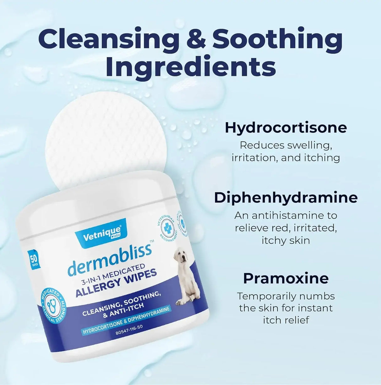 VETNIQUE - Vetnique Dermabliss 3-in-1 Medicated Dog Wipes 50 Toallitas - The Red Vitamin MX - Remedios Para La Picazón De Perros - {{ shop.shopifyCountryName }}