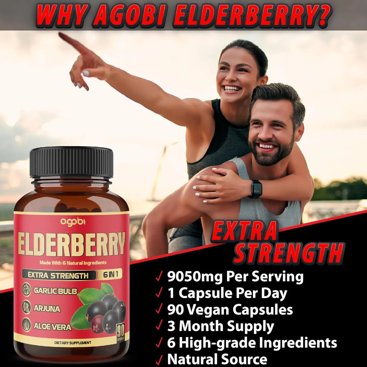 AGOBI - agobi Maximum Strength Elderberry 90 Capsulas - The Red Vitamin MX - Suplementos Alimenticios - {{ shop.shopifyCountryName }}