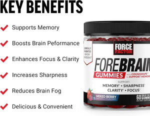 FORCE FACTOR - Force Factor Forebrain Gummies Nootropic Brain Support 60 Gomitas - The Red Vitamin MX - Suplementos Alimenticios - {{ shop.shopifyCountryName }}