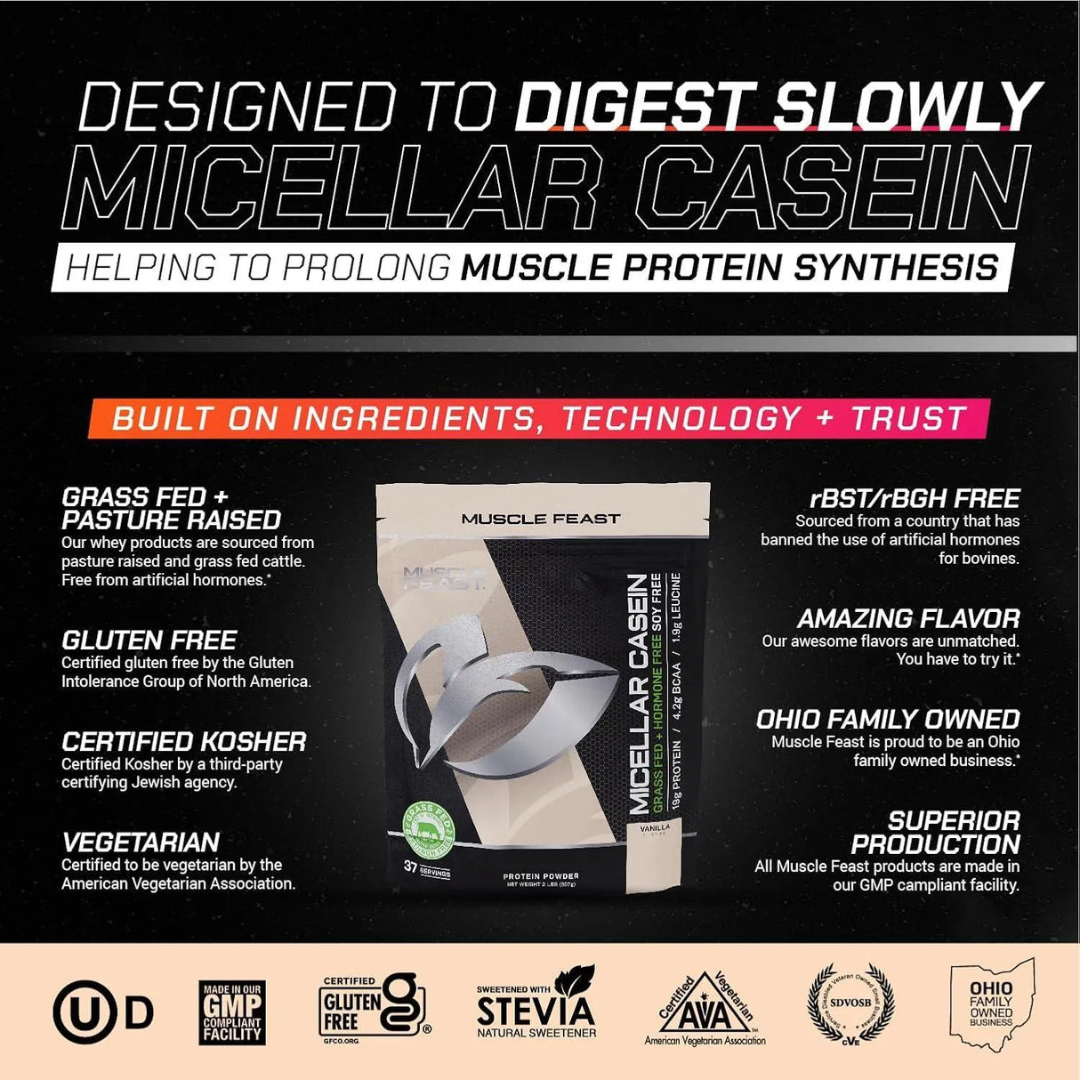 MUSCLE FEAST - Muscle Feast Micellar Casein Protein Vanilla 907Gr. - The Red Vitamin MX - Suplementos Alimenticios - {{ shop.shopifyCountryName }}