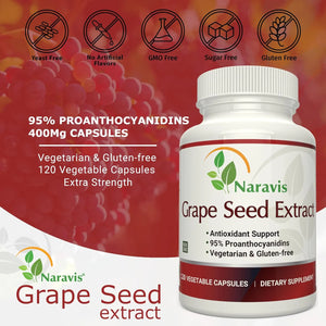 NARAVIS - Naravis Grape Seed Extract 400Mg. 120 Capsulas - The Red Vitamin MX - Suplementos Alimenticios - {{ shop.shopifyCountryName }}