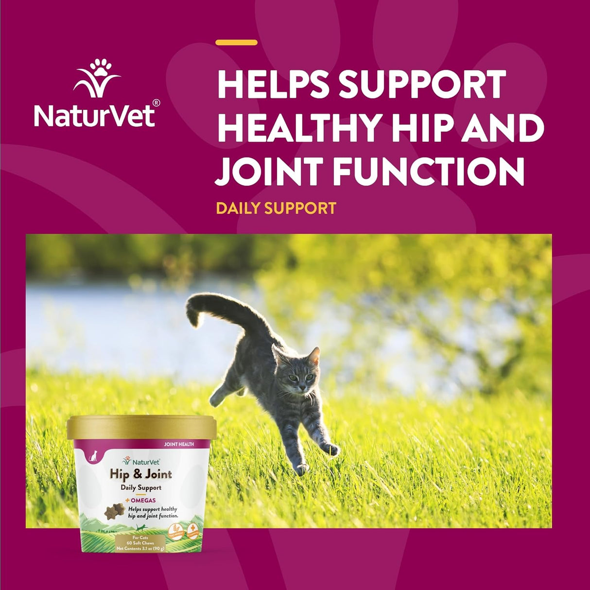 NaturVet Hip & Joint for Cats Plus Omegas 60 Masticables