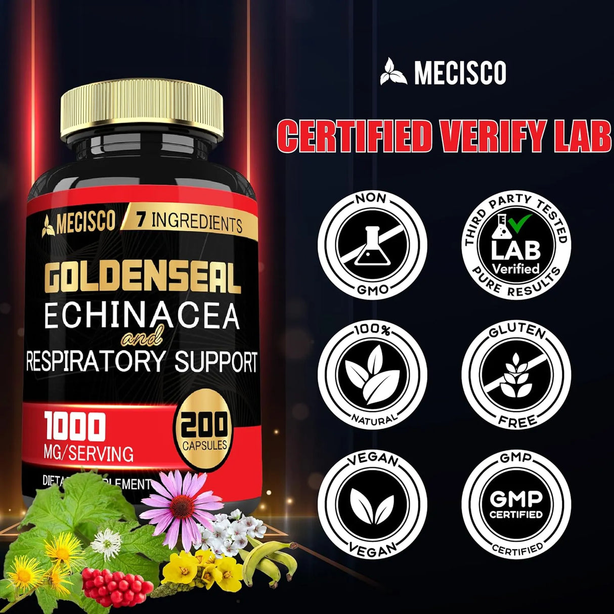 MECISCO - Mecisco Goldenseal Root Organic with Echinacea 200 Capsulas - The Red Vitamin MX - Suplementos Alimenticios - {{ shop.shopifyCountryName }}