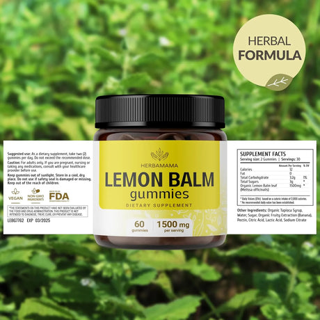 HERBAMAMA - HERBAMAMA Lemon Balm Gummies 1500Mg. 60 Gomitas - The Red Vitamin MX - Suplementos Alimenticios - {{ shop.shopifyCountryName }}