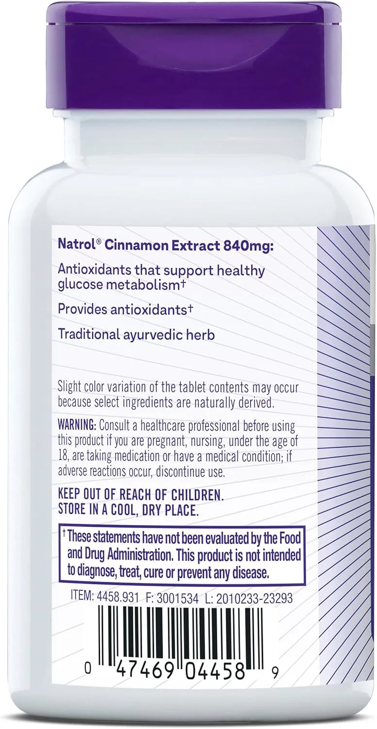 NATROL - Natrol Cinnamon Extract 1000Mg. 80 Tabletas - The Red Vitamin MX - Suplementos Alimenticios - {{ shop.shopifyCountryName }}