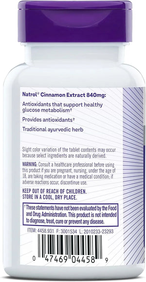 NATROL - Natrol Cinnamon Extract 1000Mg. 80 Tabletas - The Red Vitamin MX - Suplementos Alimenticios - {{ shop.shopifyCountryName }}