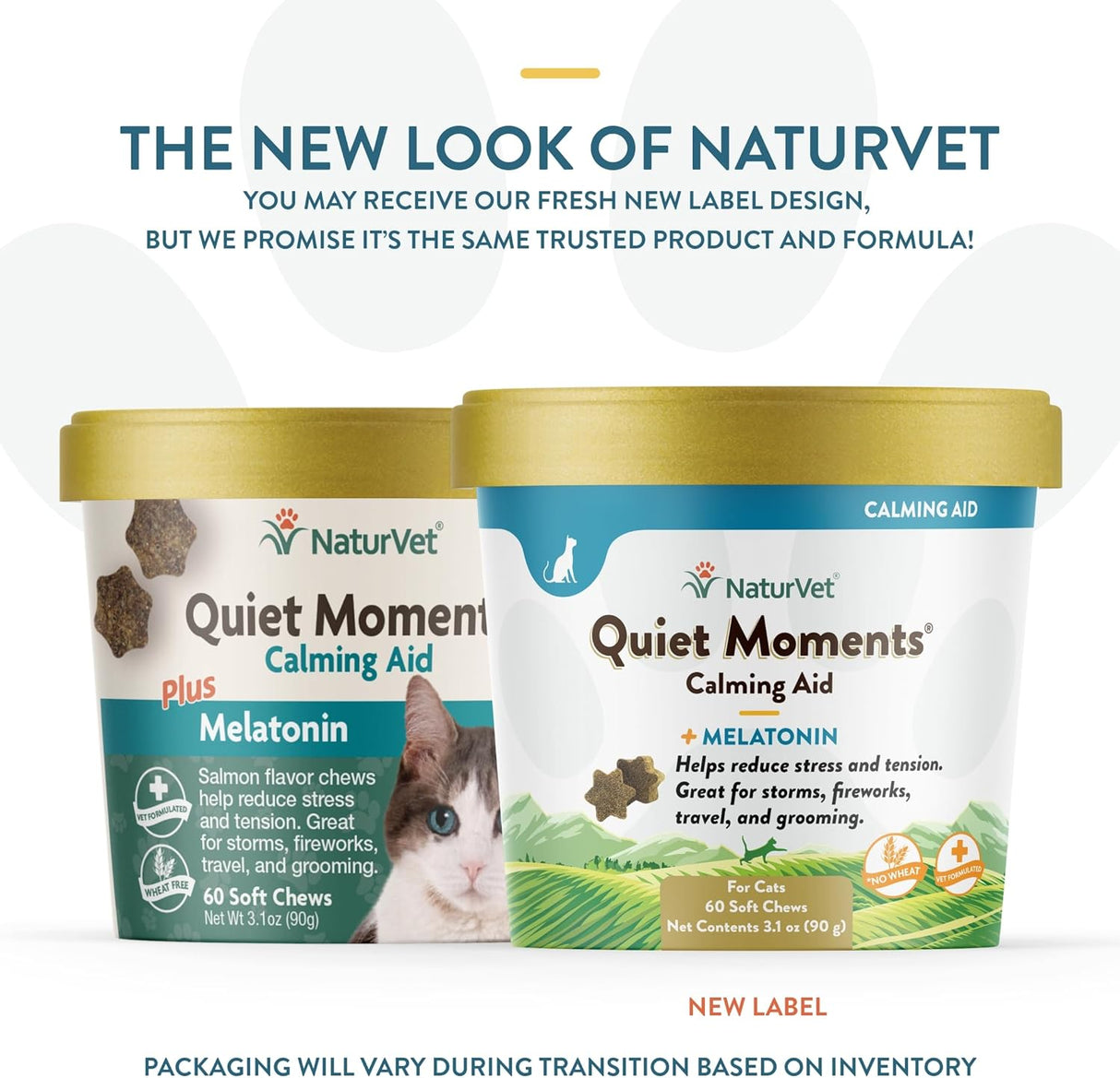 NaturVet Quiet Moments Calming Aid Cat Supplement Plus Melatonin 60 Masticables