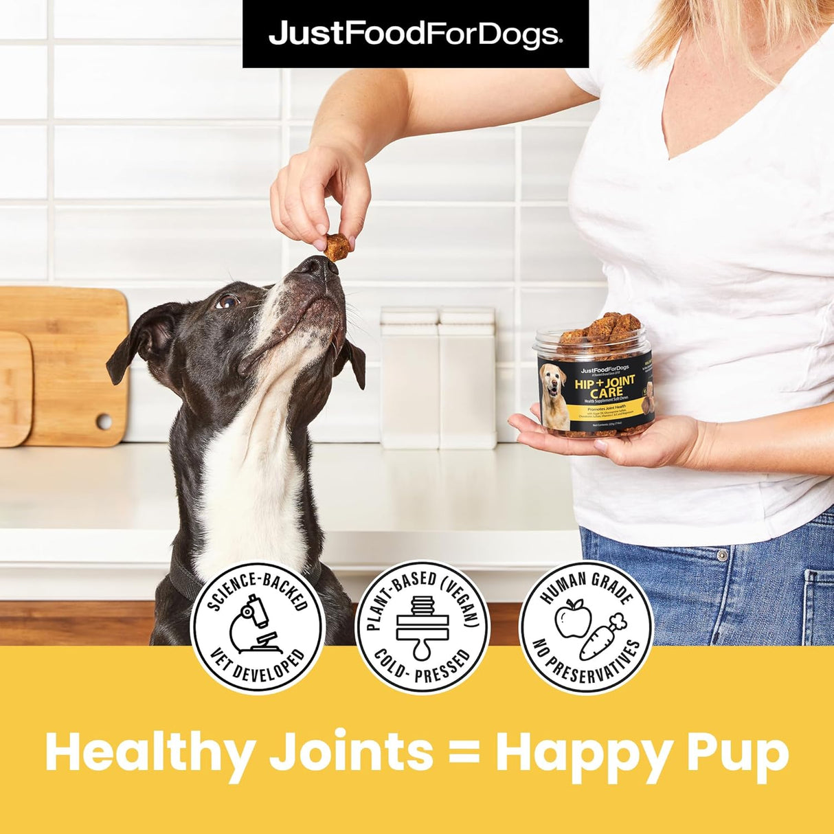 JustFoodForDogs Hip + Joint Soft Chews Mobility Supplement for Dogs 45 Masticables