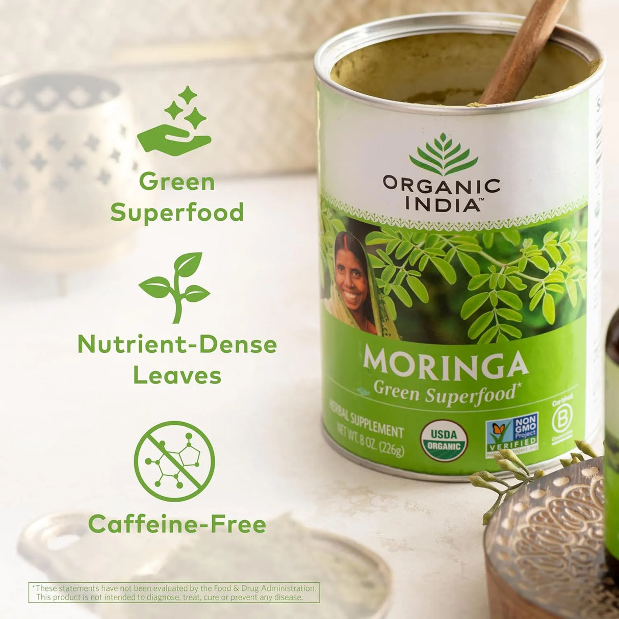 ORGANIC INDIA - ORGANIC INDIA Moringa Powder 226Gr. - The Red Vitamin MX - Suplementos Alimenticios - {{ shop.shopifyCountryName }}