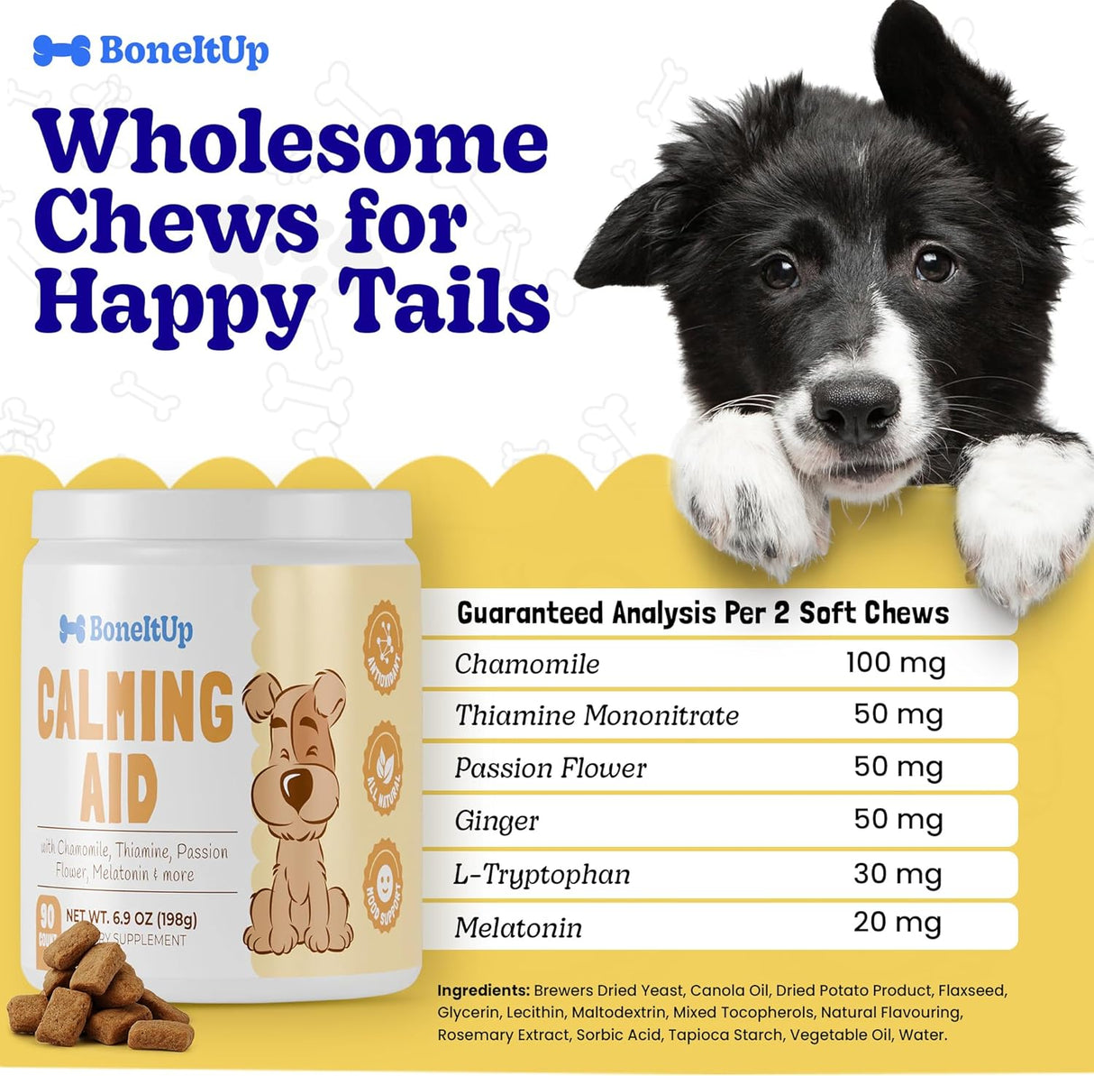 BoneItUp Pet Calming Chews for Dogs 90 Masticables