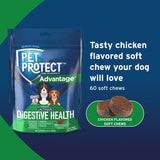 Pet Protect Digestive Health Supplement with Probiotics for Dogs 60 Masticables