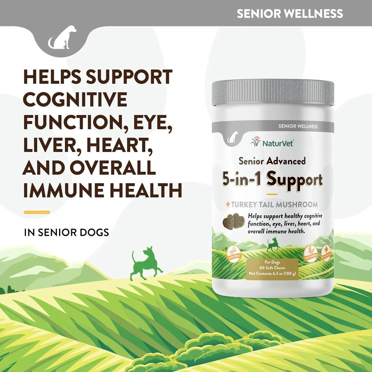 NATURVET - NaturVet Senior Advanced 5-in-1 Support Dog 60 Masticables - The Red Vitamin MX - Multivitamínicos Para Perros - {{ shop.shopifyCountryName }}