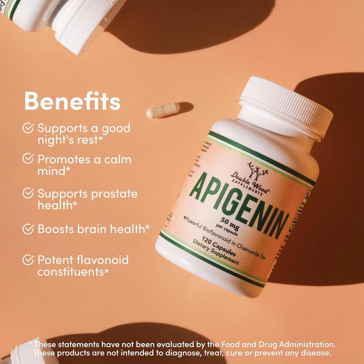 DOUBLE WOOD SUPPLEMENTS - Double Wood Supplements Apigenin 50Mg. 120 Capsulas - The Red Vitamin MX - Suplementos Alimenticios - {{ shop.shopifyCountryName }}