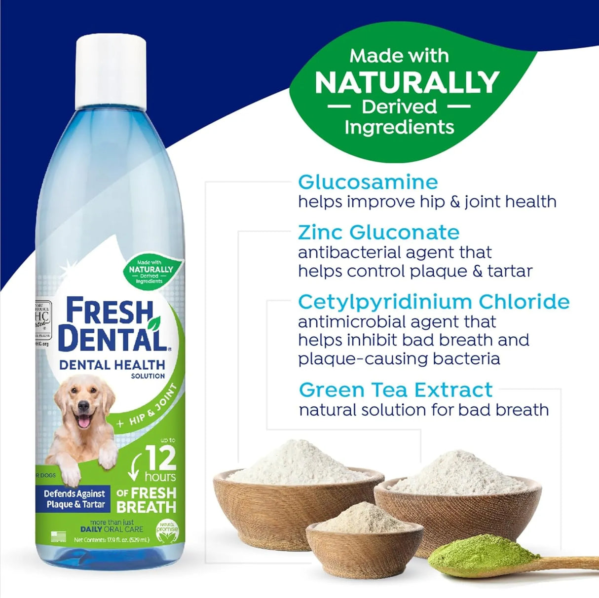 NATUREL PROMISE - Naturel Promise Fresh Dental Plus Glucosamine for Hip & Joint Water Additive for Dogs 529Ml. - The Red Vitamin MX - Cuidado Dental Para Perros - {{ shop.shopifyCountryName }}