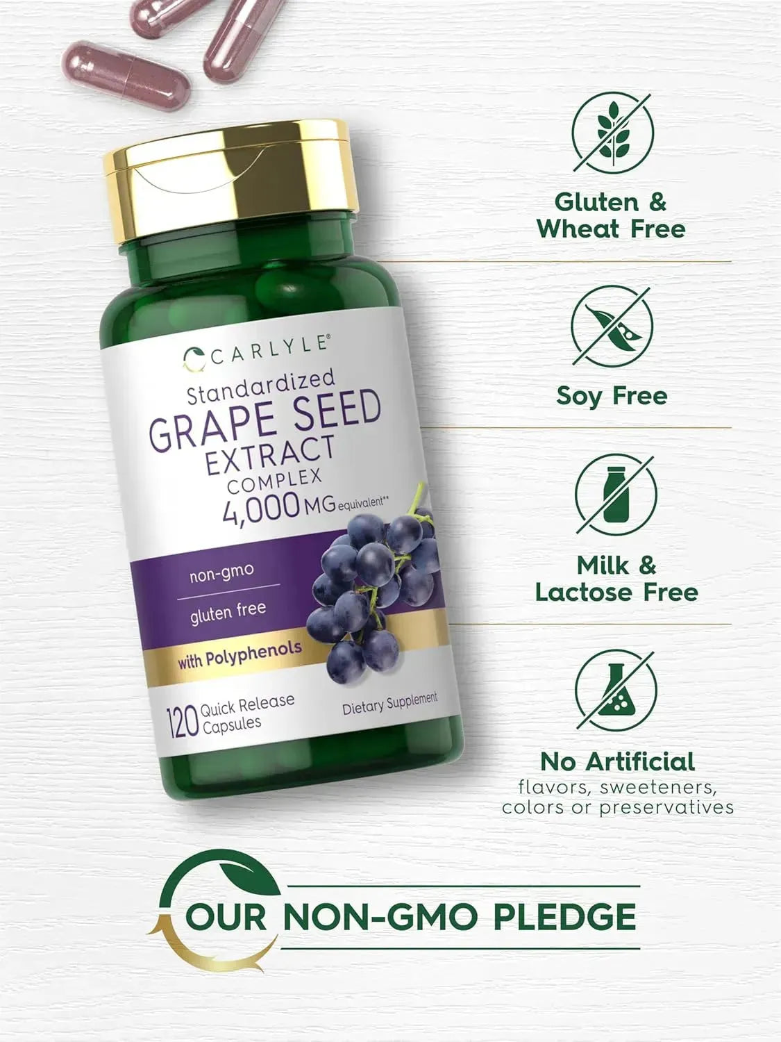 CARLYLE - Carlyle Grape Seed Extract 4,000Mg. 120 Capsulas - The Red Vitamin MX - Suplementos Alimenticios - {{ shop.shopifyCountryName }}