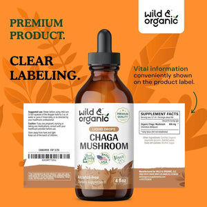 WILD & ORGANIC - Wild & Organic Chaga Mushroom Tincture 4 Fl.Oz. - The Red Vitamin MX - Suplementos Alimenticios - {{ shop.shopifyCountryName }}