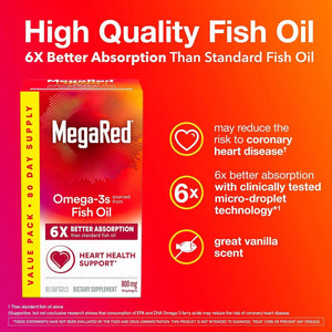 MEGARED - MegaRed Omega 3 Fish Oil 800Mg. 80 Capsulas Blandas - The Red Vitamin MX - Suplementos Alimenticios - {{ shop.shopifyCountryName }}