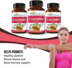 HERBAL GOODNESS - Herbal Goodness Papaya Leaf Blood Support 60 Capsulas - The Red Vitamin MX - Suplementos Alimenticios - {{ shop.shopifyCountryName }}