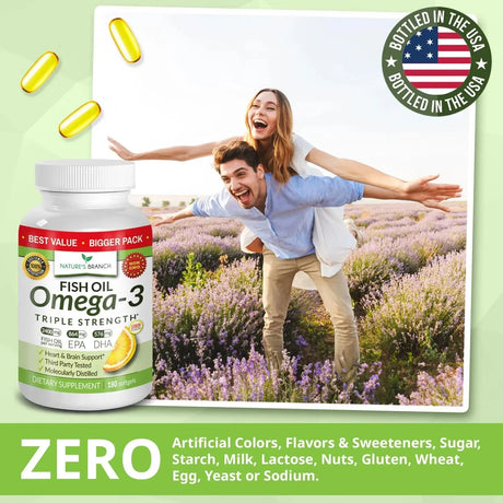 NATURE'S BRANCH - Nature's Branch Best Triple Strength Omega 3 Fish Oil 2400Mg. 150 Capsulas Blandas - The Red Vitamin MX - Suplementos Alimenticios - {{ shop.shopifyCountryName }}