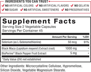 FORCE FACTOR - FORCE FACTOR Black Maca Root 1000Mg. 100 Capsulas - The Red Vitamin MX - Suplementos Alimenticios - {{ shop.shopifyCountryName }}