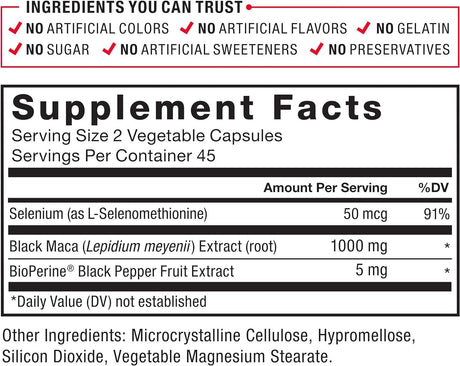 FORCE FACTOR - FORCE FACTOR Black Maca Root 1000Mg. 100 Capsulas - The Red Vitamin MX - Suplementos Alimenticios - {{ shop.shopifyCountryName }}