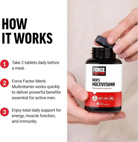 FORCE FACTOR - Force Factor Men’s Multivitamins 60 Tabletas - The Red Vitamin MX - Suplementos Alimenticios - {{ shop.shopifyCountryName }}