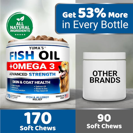 YUMA'S - YUMA'S Omega 3 Fish Oil for Dogs Chicken Flavor 170 Masticables - The Red Vitamin MX - Aceite De Pescado Para Perros - {{ shop.shopifyCountryName }}