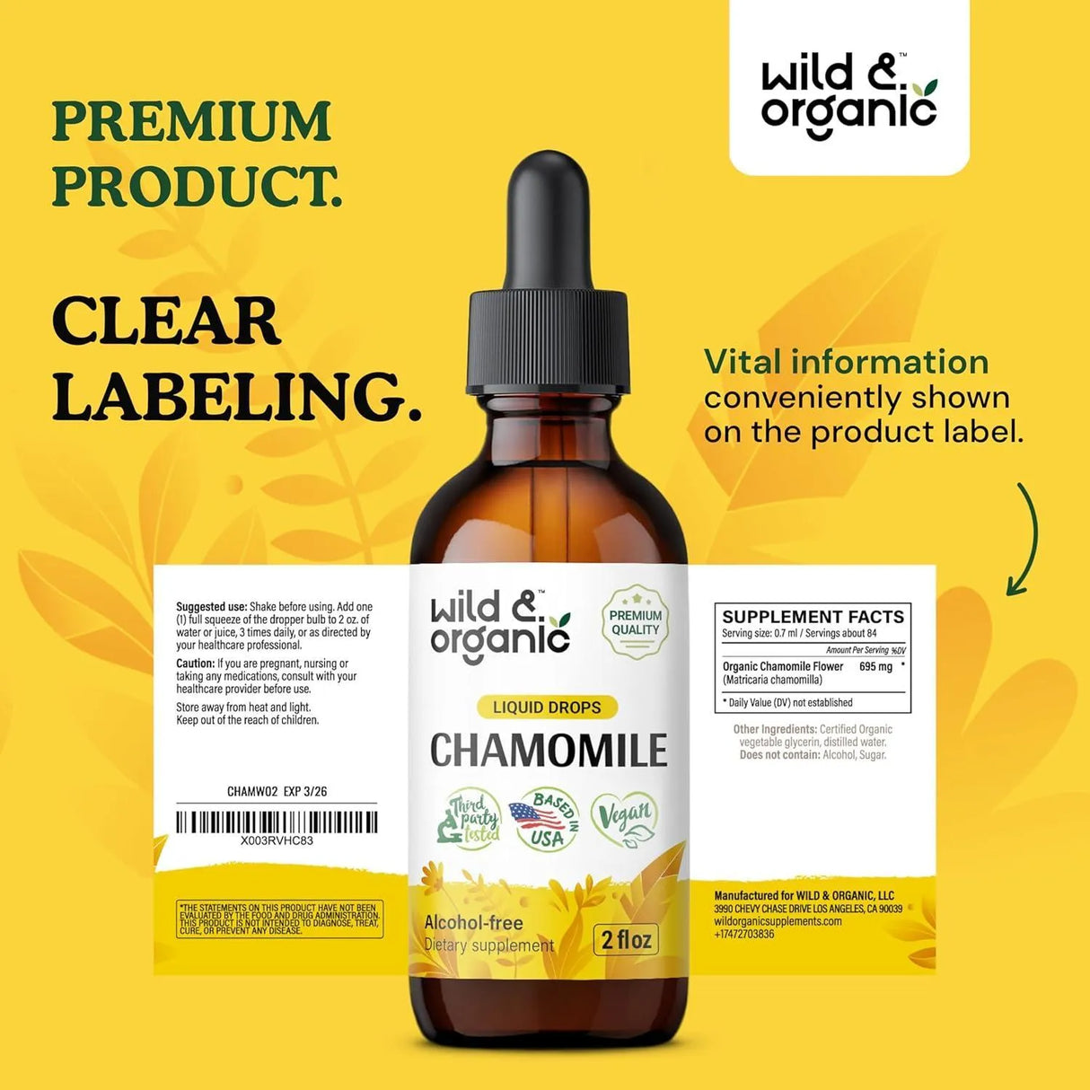 WILD & ORGANIC - Wild & Organic Chamomile Drops 2 Fl.Oz. - The Red Vitamin MX - Suplementos Alimenticios - {{ shop.shopifyCountryName }}