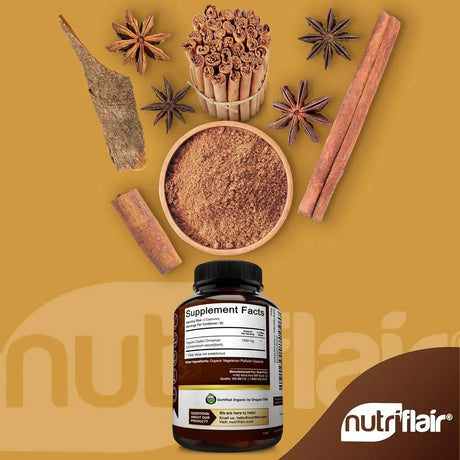 NUTRIFLAIR - NutriFlair Organic Ceylon Cinnamon 1200Mg. 180 Capsulas - The Red Vitamin MX - Suplementos Alimenticios - {{ shop.shopifyCountryName }}