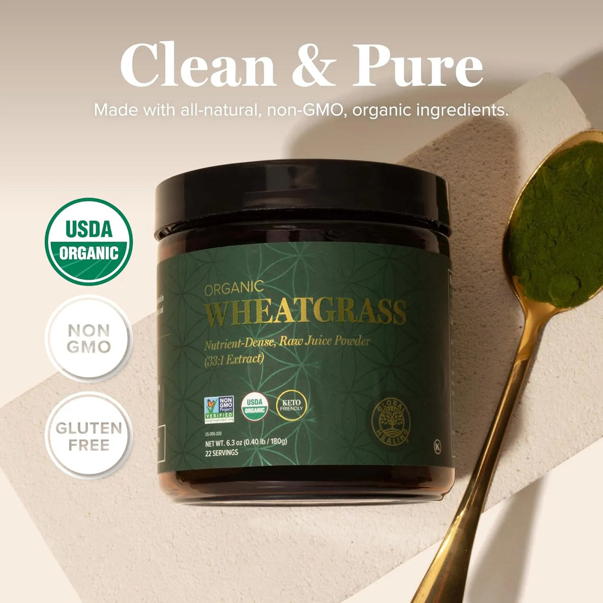 GLOBAL HEALING CENTER - Global Healing Wheat Grass Powder Organic 180Gr. - The Red Vitamin MX - Suplementos Alimenticios - {{ shop.shopifyCountryName }}