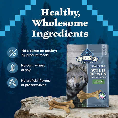BLUE BUFFALO - Blue Buffalo Wilderness Trail Treats Wild Bones Large Dental Chews 760Gr. - The Red Vitamin MX - Cuidado Dental Para Perros - {{ shop.shopifyCountryName }}