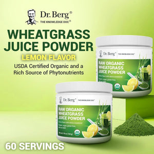 DR. BERG - Dr. Berg Raw Wheatgrass Powder 60 Servicios Lemon Flavor 164Gr. - The Red Vitamin MX - Suplementos Alimenticios - {{ shop.shopifyCountryName }}